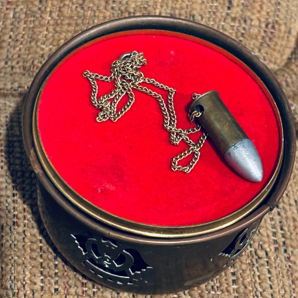 Vintage Brass Bullet Pendant Necklace